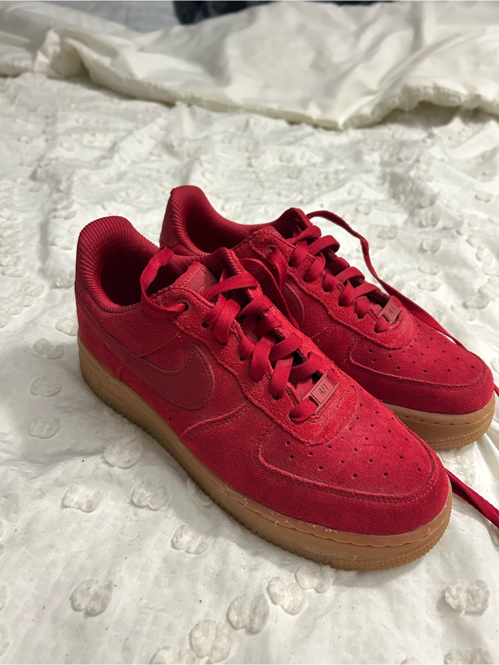 Nike Red Suede Low-Top Sneakers with Gum Sole
